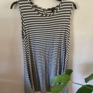 olive and white striped tank dress